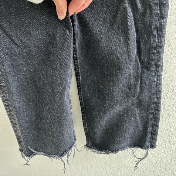 Zara black wash button fly straight leg ankle fray jeans - Picture 6 of 9